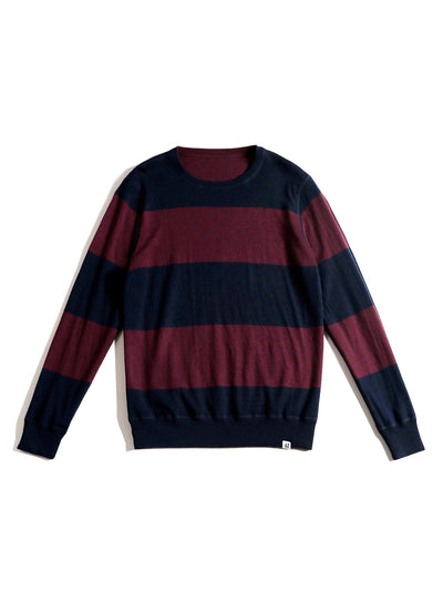 Reversible Real Knitted Crew-Neck Sweater in Burgundy - Applied Zcience