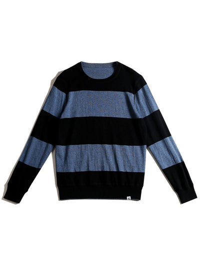 Reversible Real Knitted Crew-Neck Sweater in Steel Blue - Applied Zcience